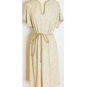 Vintage 1970s Neutral Minimal Jute Belted Dress